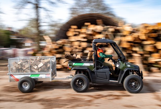 The electric HiSun work buggy and trailer in action